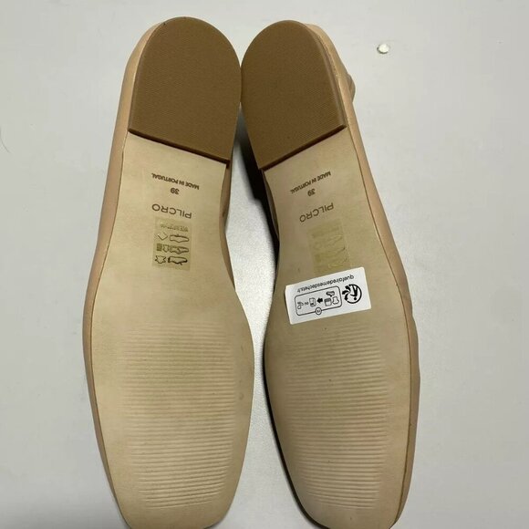 NEW ANTHROPOLOGIE X PILCRO Size 8-8.5 Slip On Tan Ballet Flats Leather Comfort - Picture 3 of 6